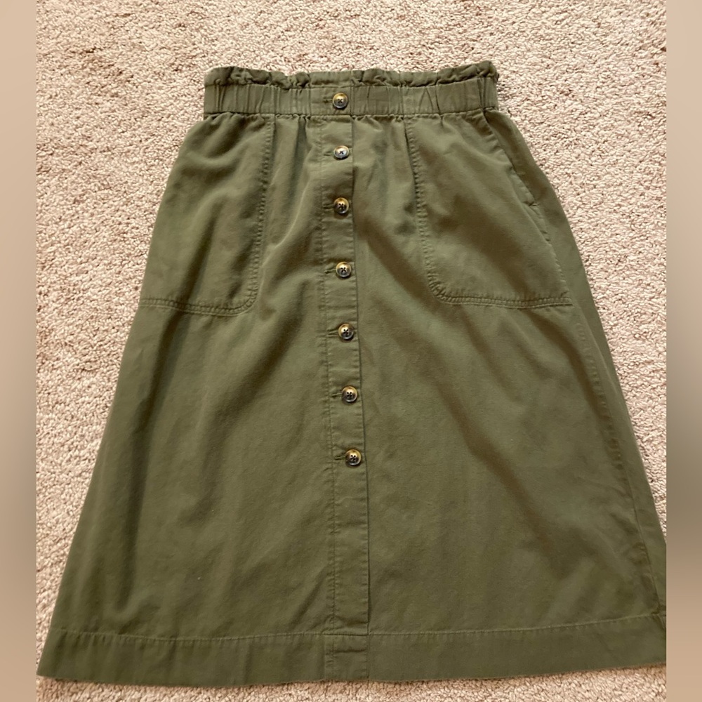 Madewell Paperbag Button-Front Midi Skirt